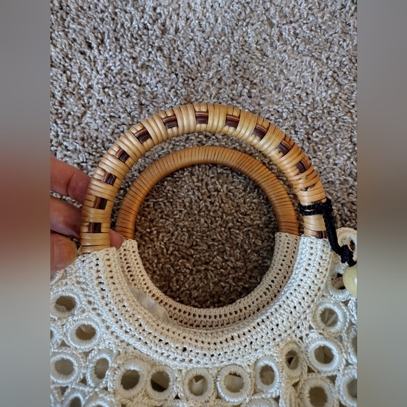 Studio Collection Crochet Tote Bag with Woven Handle - Picture 8 of 12